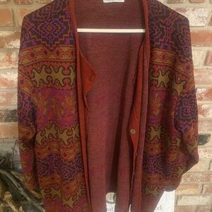 YS Studio Red and Purple Knit Cardigan